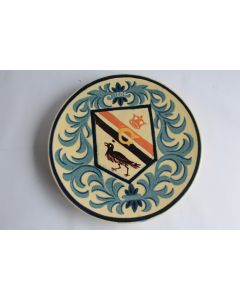 Plat terre vernissée René NICOLE Armoirie GOLAY céramique Savoyarde