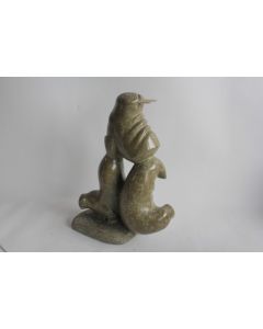 Sculpture Morses pierre taillée Art Inuit