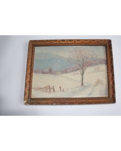 Tableau peinture paysage montagne neige GENS St Cergues 1931