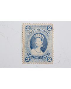 Timbre Colonie anglaise Queensland Victoria two shilling neuf 1882