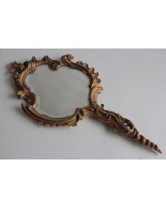 Ancien Miroir Face à main bois doré rocaille Louis XV