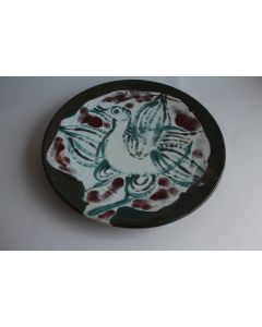 Plat céramique Claude Collet Oiseau Suisse 1970