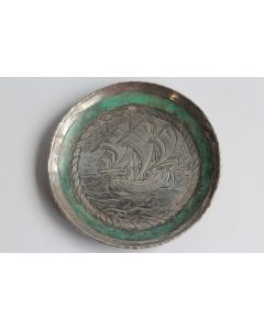 Coupelle dinanderie LOYS Lucha Bateau Art déco