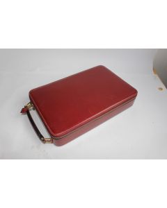 HERMES Coffret de voyage cuir rouge Hermès