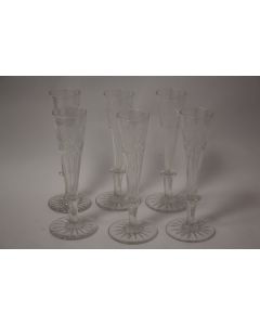 Six Verres Flûtes à champagne cristal taillé XIXe siècle