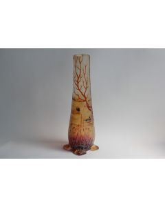 Vase verre émaillé 1900 Art Nouveau
