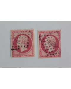 Timbres France Napoléon III empire franc 80c coloris différent 1859