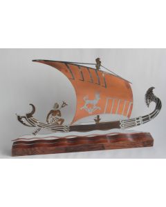 Lucien GERFAUX Dinanderie Bateau égyptien Art déco
