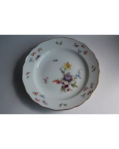 MEISSEN Assiette porcelaine Fleurs Papillons XIXe siècle