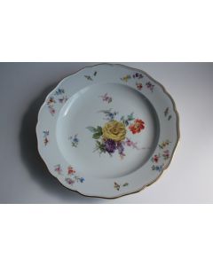 MEISSEN Assiette porcelaine Fleurs Papillons XIXe siècle