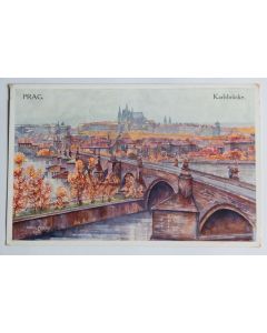 CPA illustrée Prag Karlbrücke Karel Cerny Prague République tchèque