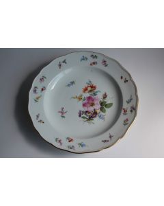 MEISSEN Assiette porcelaine Fleurs Papillons XIXe siècle