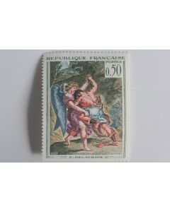 Timbre France Variété 1963 n°1376 Lutte de Jacob avec l'ange