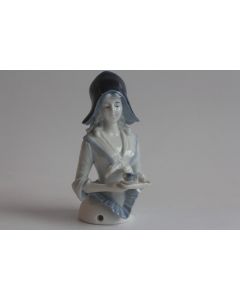 Demi figurine porcelaine bleue Chocolatière Galluba & Hofmann