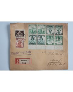 Enveloppe recommandé Allemagne blocs inversé 1936