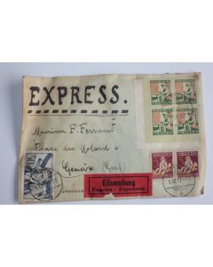 Enveloppe Express Timbres Suisse pro juventute 1927