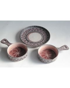Jean AUSTRUY Assiette Poêlons céramique Vallauris
