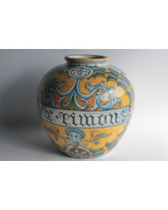 Grand vase boule majolique Pharmacie Italie XIXe siècle