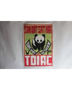 Affiche gouache propagande guerre Vietnam lutte contre le braconnage WWF