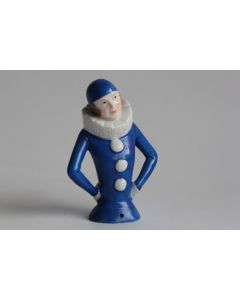 Demi figurine porcelaine Pierrot en costume bleu