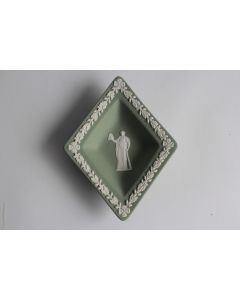 Vide poche Melpomene porcelaine biscuit jaspe vert Wedgwood