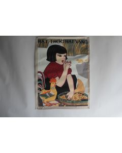 Affiche gouache propagande guerre Vietnam lutte contre la faim