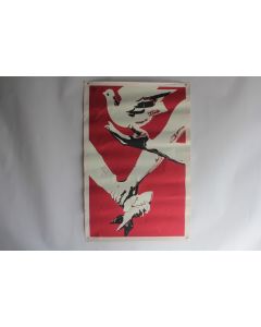 Affiche gouache propagande guerre Vietnam contre les bombardements