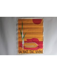 Affiche gouache propagande guerre Vietnam lutte contre la faim