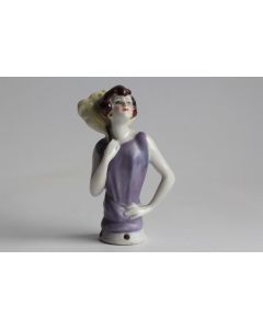 Demi figurine porcelaine Femme à l'éventail Art déco