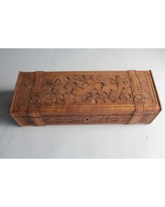 Boite à gants bois sculpté Trèfles XIXe siècle