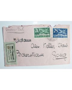 Enveloppe Suisse poste aérienne oblitérée ZUG 1915