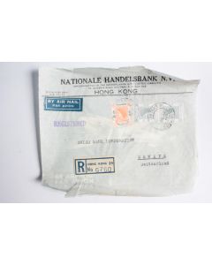 Enveloppe Chine Hong Kong par avion recommandée 1954 