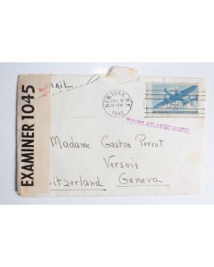 Enveloppe USA censuré oblitération trans Atlantic Route 1942 