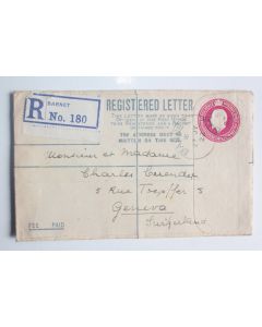 Enveloppe Angleterre registered letter recommandée 1922 