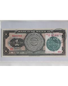 Billet 1 Peso 1969 Mexique timbre oblitéré Peso mexicain scandaleux