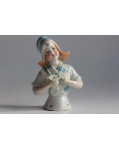Demi figurine porcelaine Hollandaise tenant une fleur