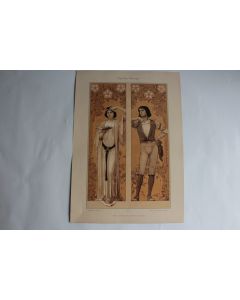 Estampe Costume Moyen-Age Journal décoration G. Sturm 1900