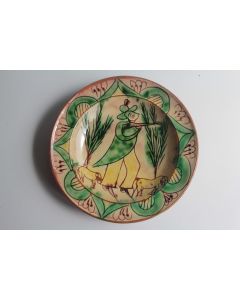 Assiette folklorique roumaine terre cuite vernissée Musicien