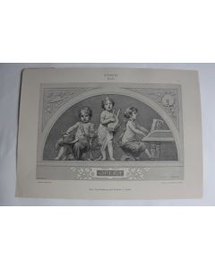 Estampe Lunette Musiciens Journal décoration G. Sturm 1900