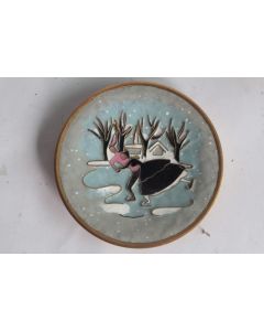 Coupelle émaux cloisonnés Patinage Hiver