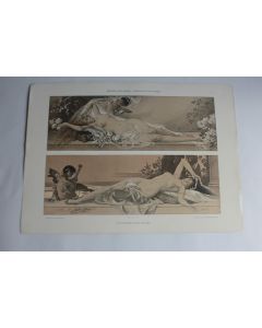 Estampe figurations du matin et soir Journal décoration Rud. Rössler 1900