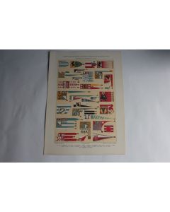 Estampe Drapeaux des Cantons Allemagne Journal décoration Anton Seder 1900