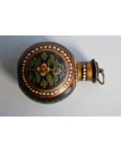 Ancien flacon métal peint Indes