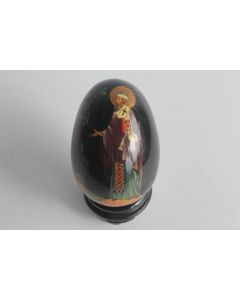 Œuf bois laqué Russe Saint Nicolas icône orthodoxe