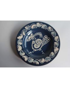 Assiette folklorique hongroise terre cuite vernissée Oiseau