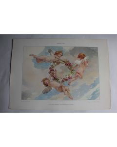 2 Estampes Cupidons Journal décoration G. Sturm 1900