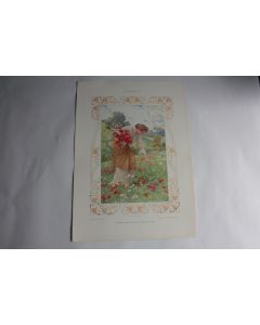 Estampe dans un champ coquelicots Journal décoration G. Sturm 1900