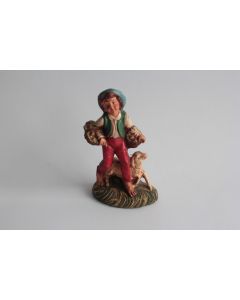 Figurine vintage Composition garçons avec paniers de pommes Italie