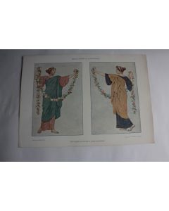 Estampe Figures féminines avec des fils floraux Journal décoration G. Sturm 1900
