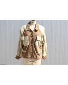 NINA RICCI Veste vintage daim et toile Femme